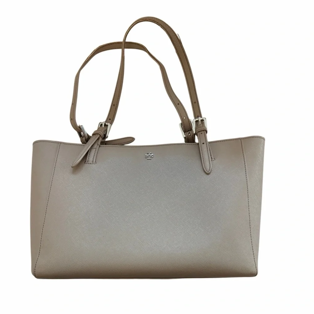 Tory Burch York Saffiano Leather Tote Neutral Taupe Bag